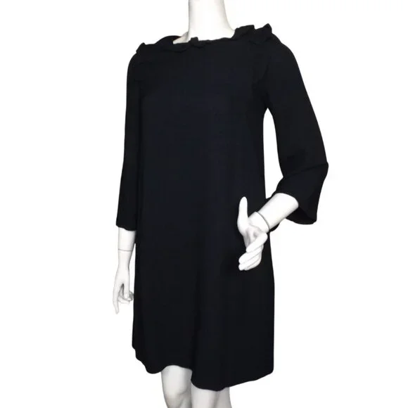 A.P.C. Dress, 36/XS, Ruffle Neck/Shoulder, Dark/Navy Blue, POCKETS, Short, Shift - Picture 5 of 14